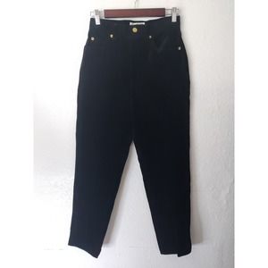St. John Vintage Black Velvet High Rise Signature Straight Jeans Size 6 NWT